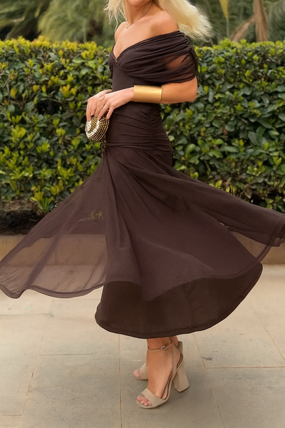 Women's Elegant Mesh Boutonniere Dress